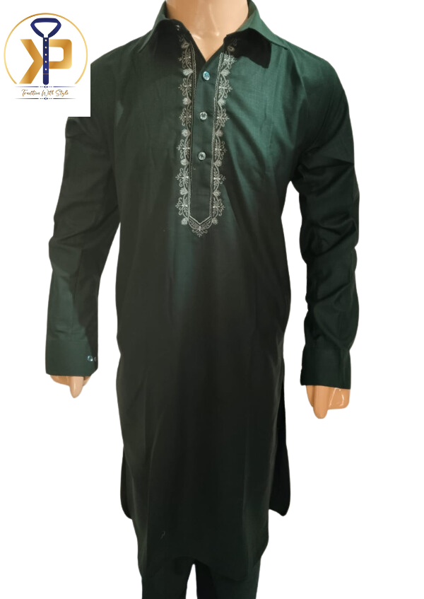 Eid Kurta For Men Dark Green Pathani Kurta Salwar Set Kurtapyjama
