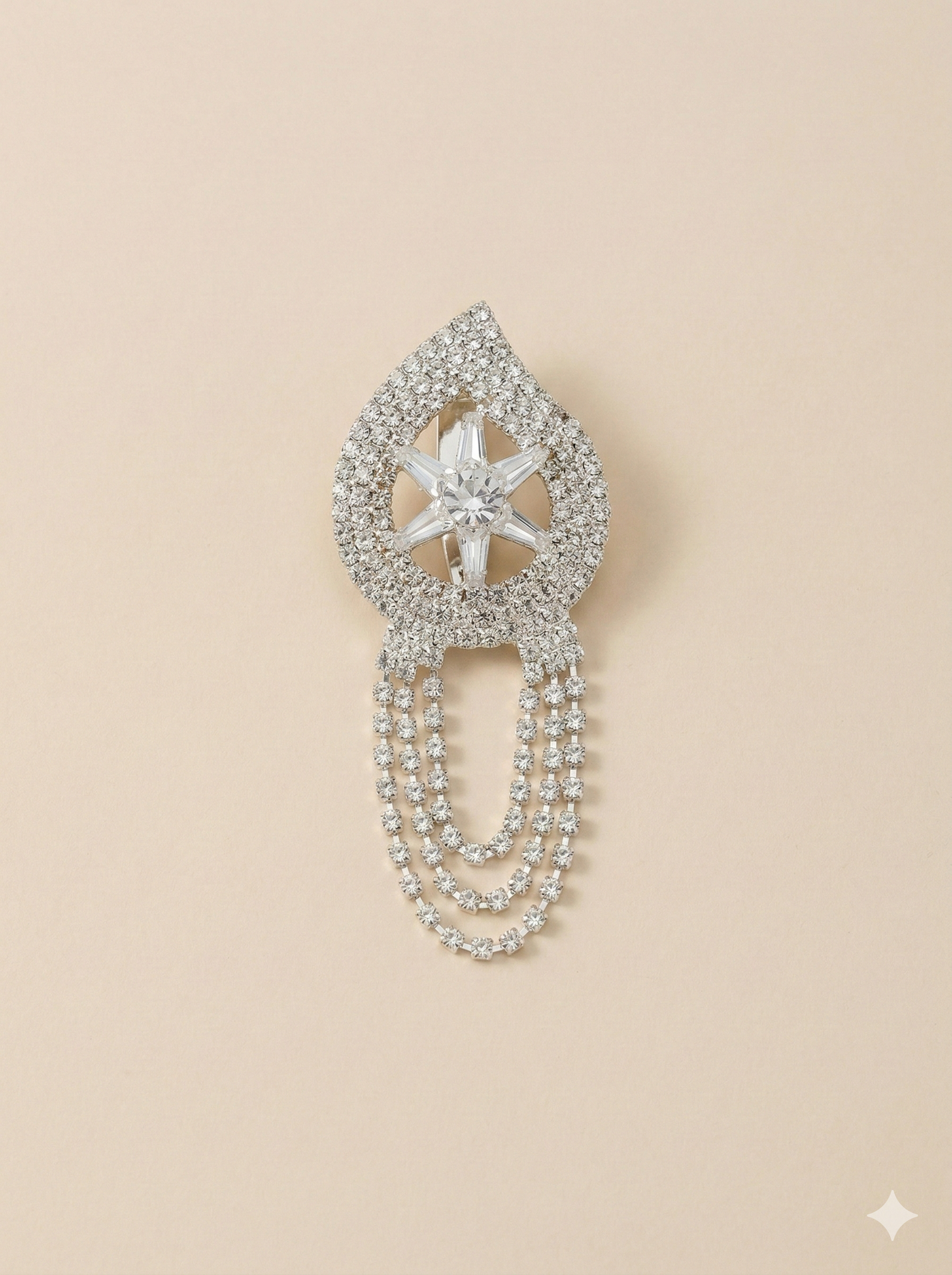 KPB0006 Silver Crystal Brooch For Men