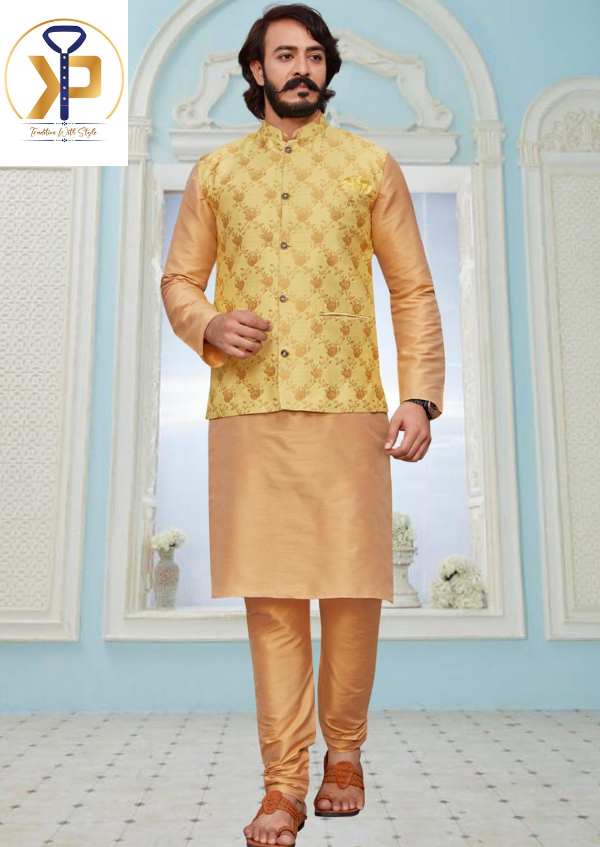 KPJ6020 Golden Designer Nehru Jacket