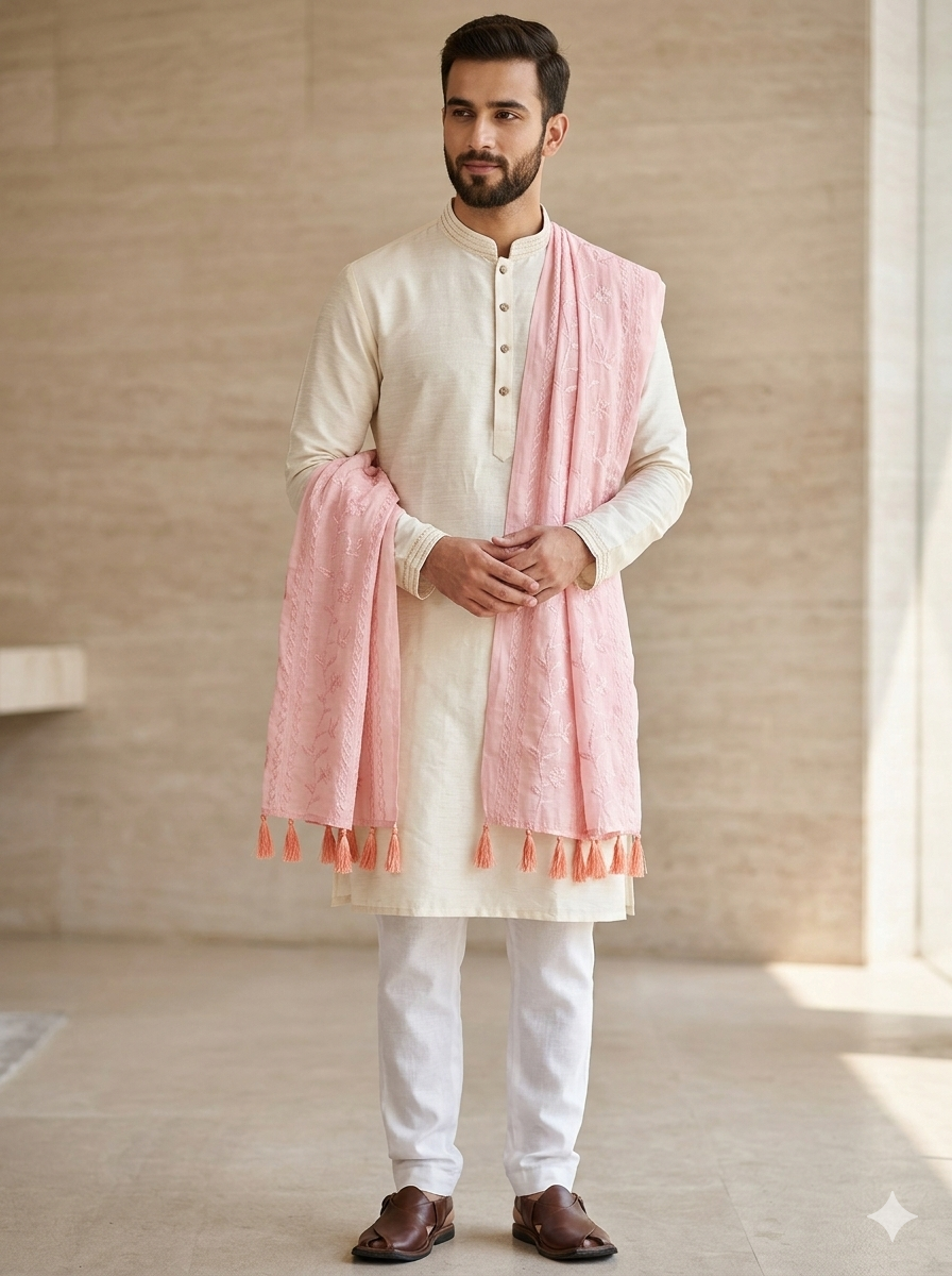 KPSH0139 Pink Stole For Men