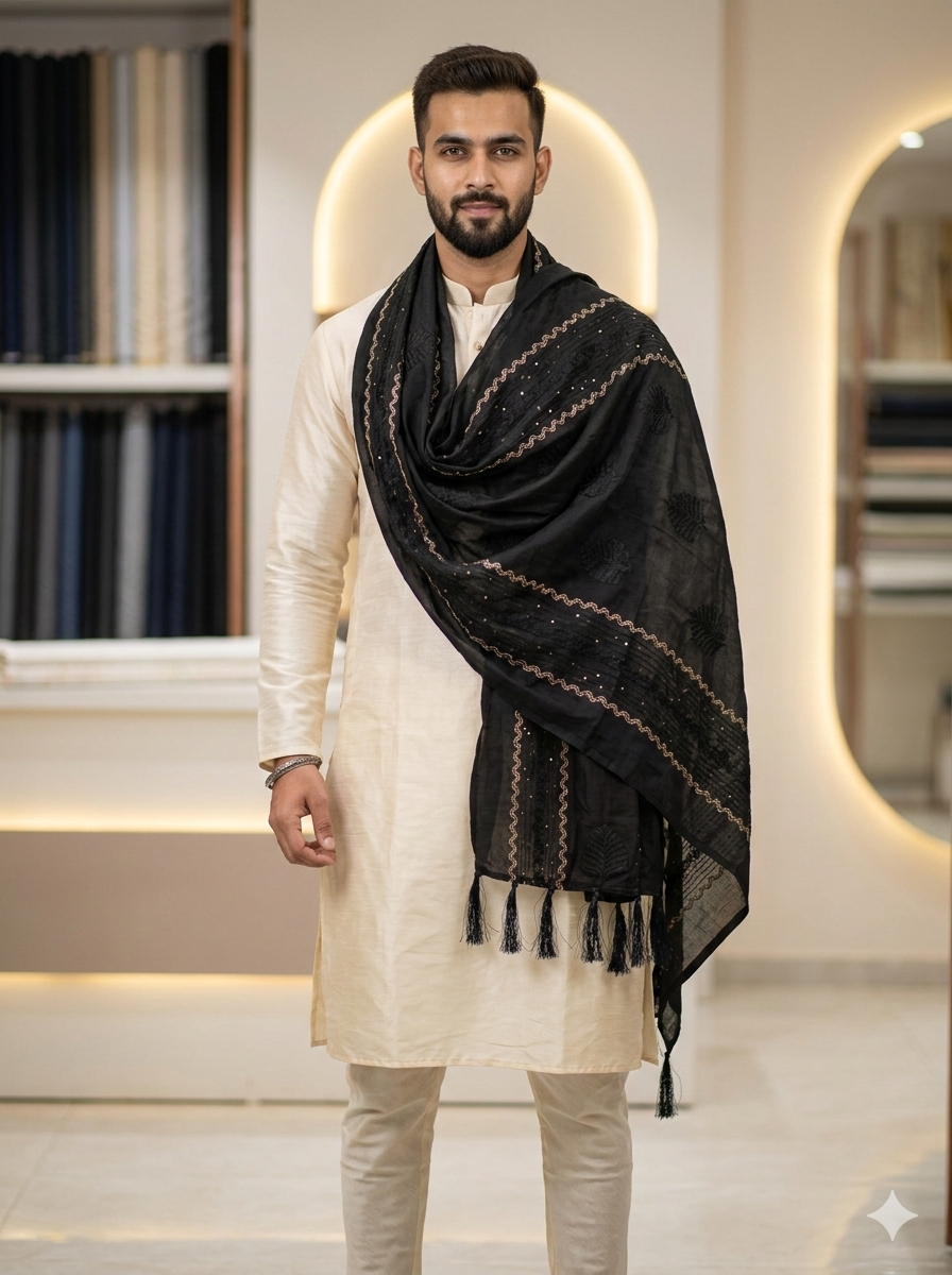 KPSH0141 Black Stole For Men