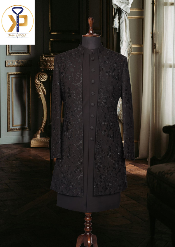 Black indo western for men discount