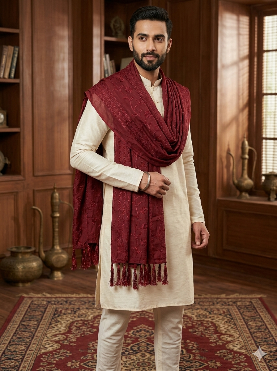 KPSH0140 Red Stole For Men