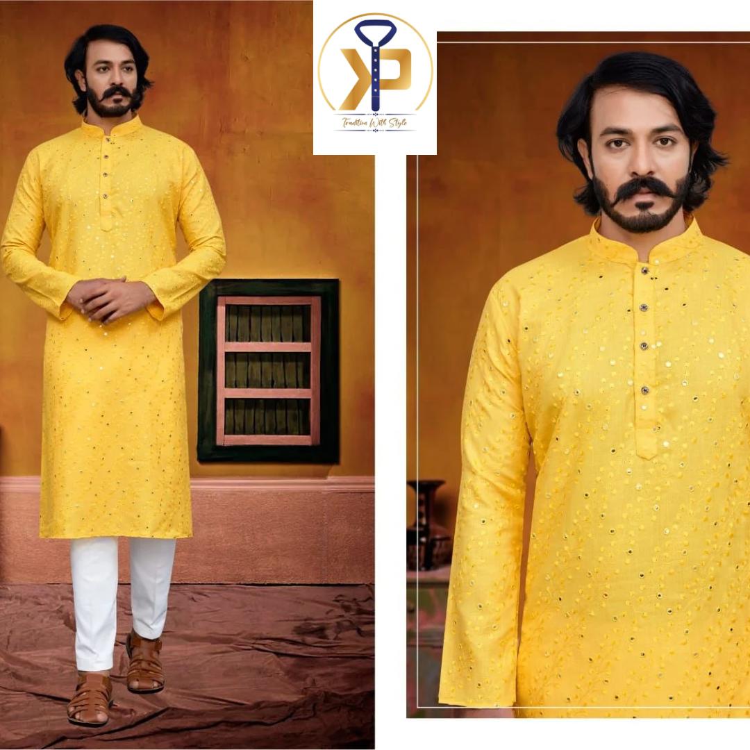 Elevate Your Haldi Ceremony Look: Latest Trends in Men's Kurta Pyjama for 2024