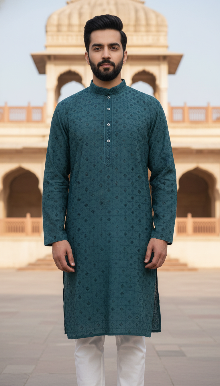 KPD6029 Dull Teal Kurta Pyjama Set