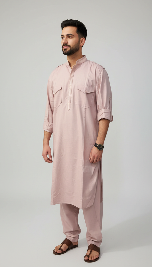 KPC1016 Light Mauve Pathani Kurta Salwar Set