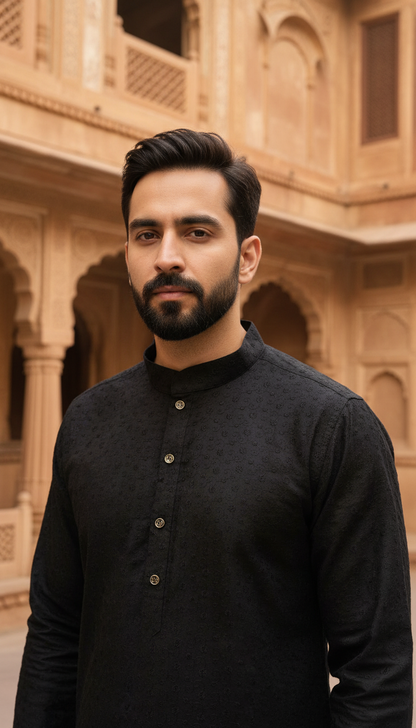 KPD6008 Black Chikankari Kurta Pyjama