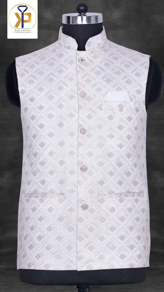 white nehru jacket for men