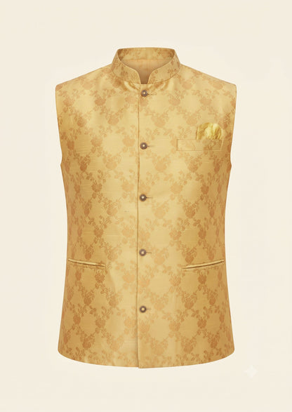 KPJ7017 Golden Designer Nehru Jacket