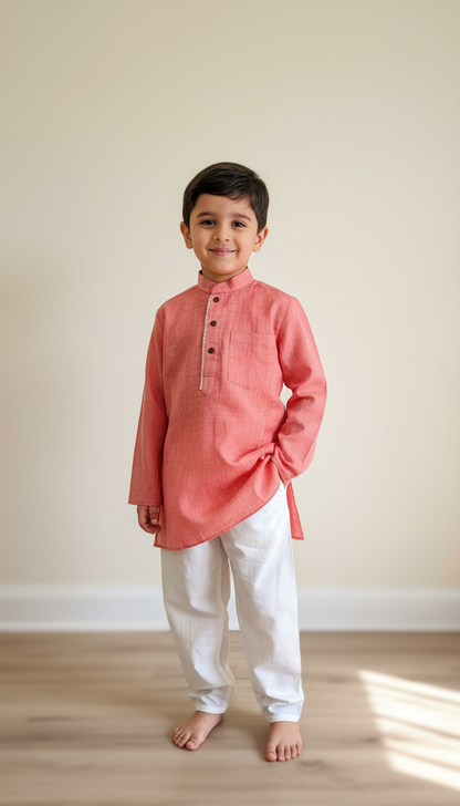 KPK7058 Light Orange Kurta Pyjama Set 6-7 y
