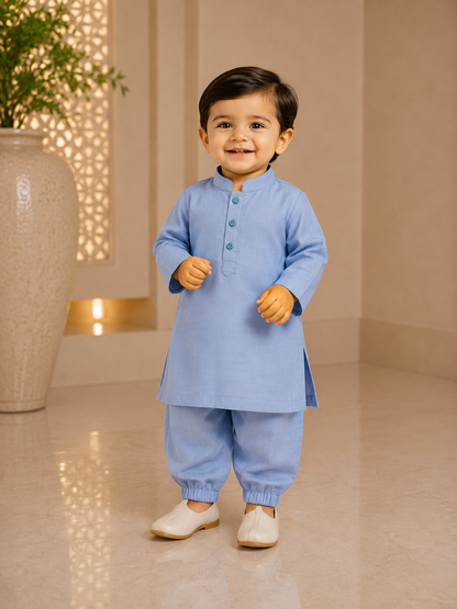 KPK2028 Powder Blue Kurta Pyjama Set for Baby Boys