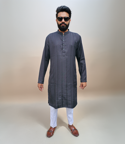 KPD6163 Black Cotton Kurta Pyjama Set