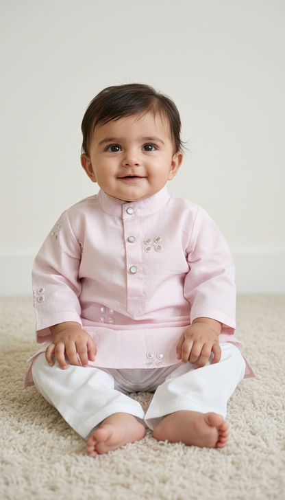 KPK5005 Pink Mirror Work Kurta Pyjama 3-6m