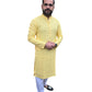 KPD5057 Yellow Mango Shade Chikankari Sequence Kurta Pyjama Set For Men