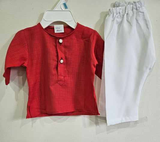red kurta set for kids