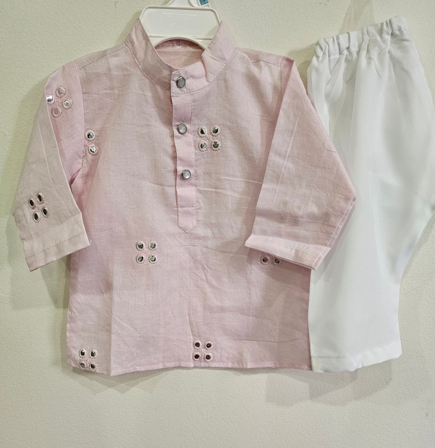 pink mirror kurta pyjama set boys