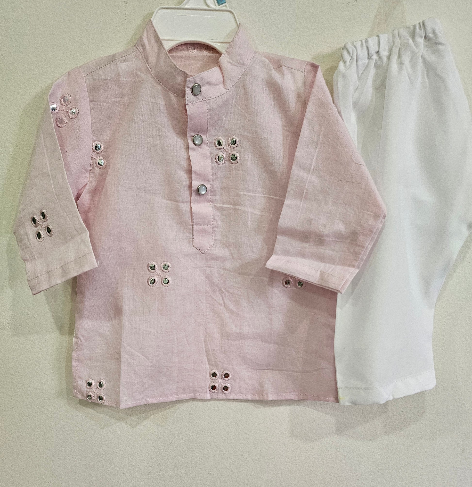 pink mirror kurta pyjama set boys
