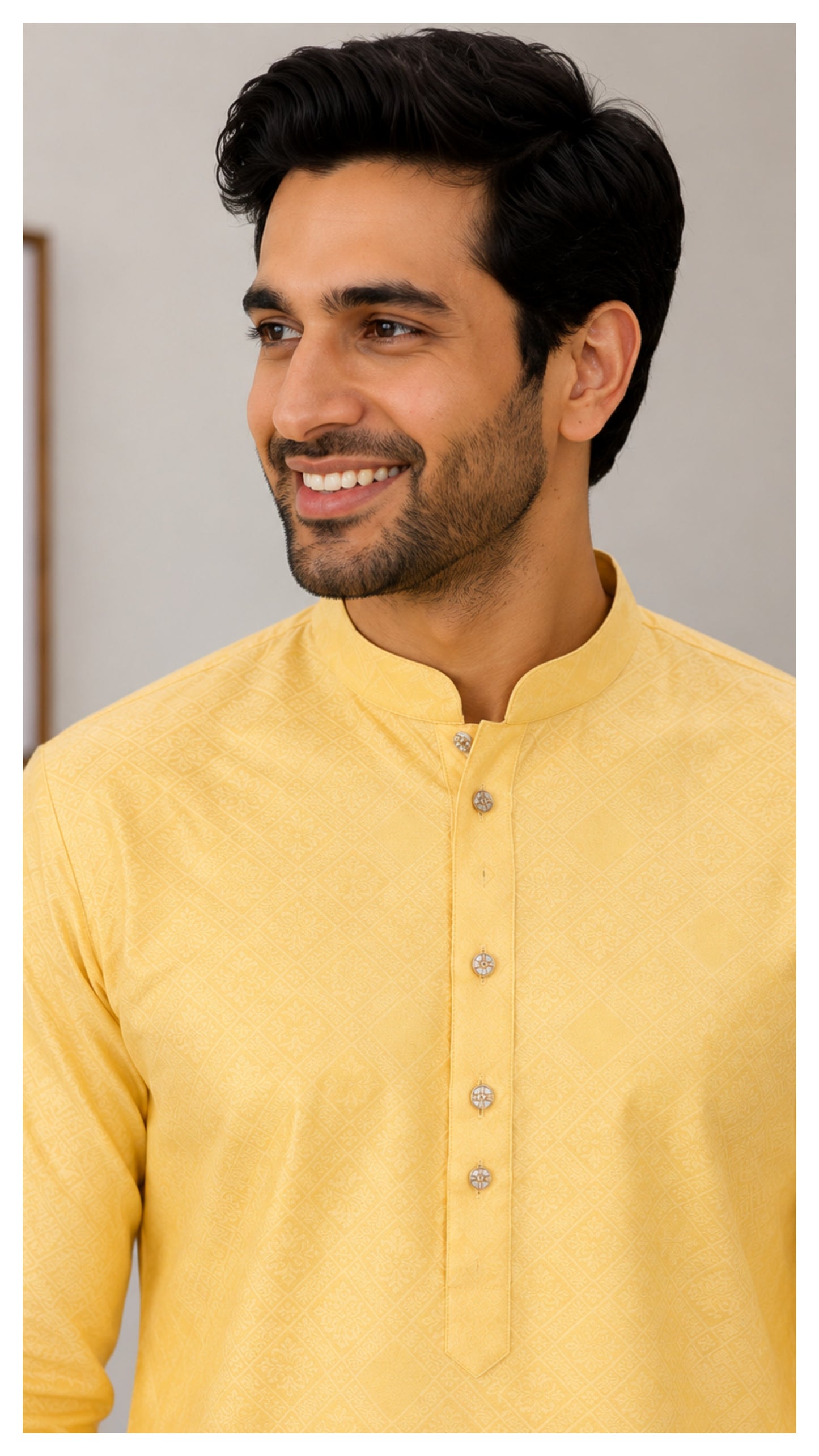 KPD6263 Yellow Thread & Sequins Work Kurta Pyjama Set