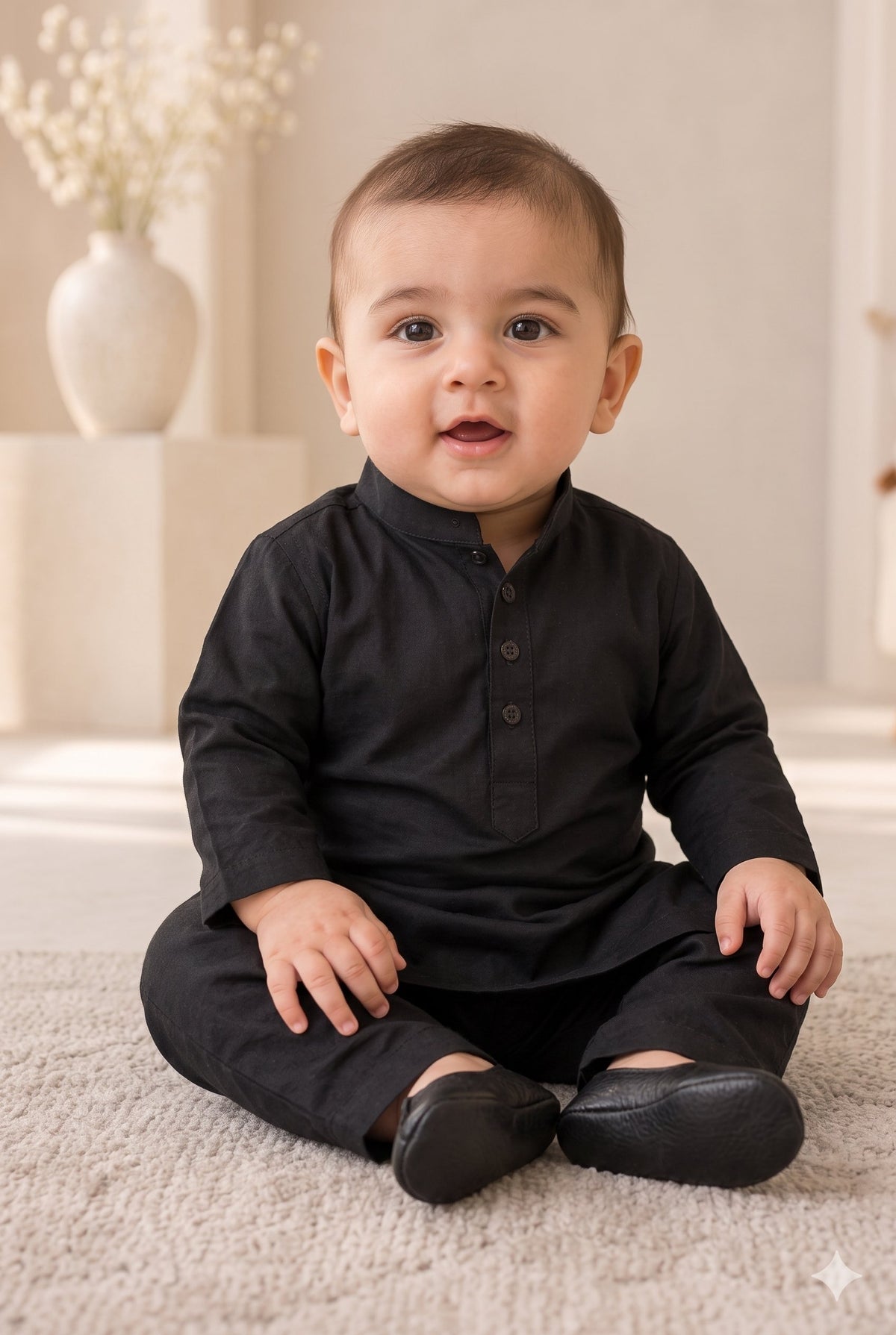 KPK2059 Baby Boys Classic Jet Black Kurta Pyjama Set