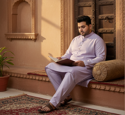 KPD4042 Cotton Lavender Plus Size Kurta Pyjama
