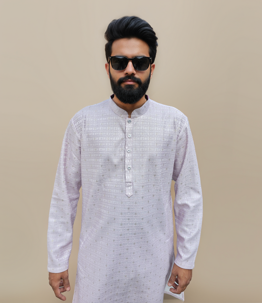 KPD6166 Dusty Lavender Jacquard Weave Kurta Pyjama Set with Metallic Shine