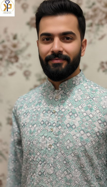 KPD6060 Green Chikankari Kurta Pyjama