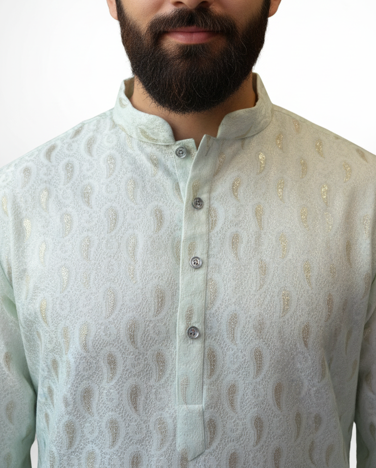 KPD6136 Sea Green Fizing Kurta Pyjama Set