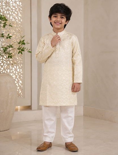 KPK2007 Cream Kurta Pyjama Set for Boys
