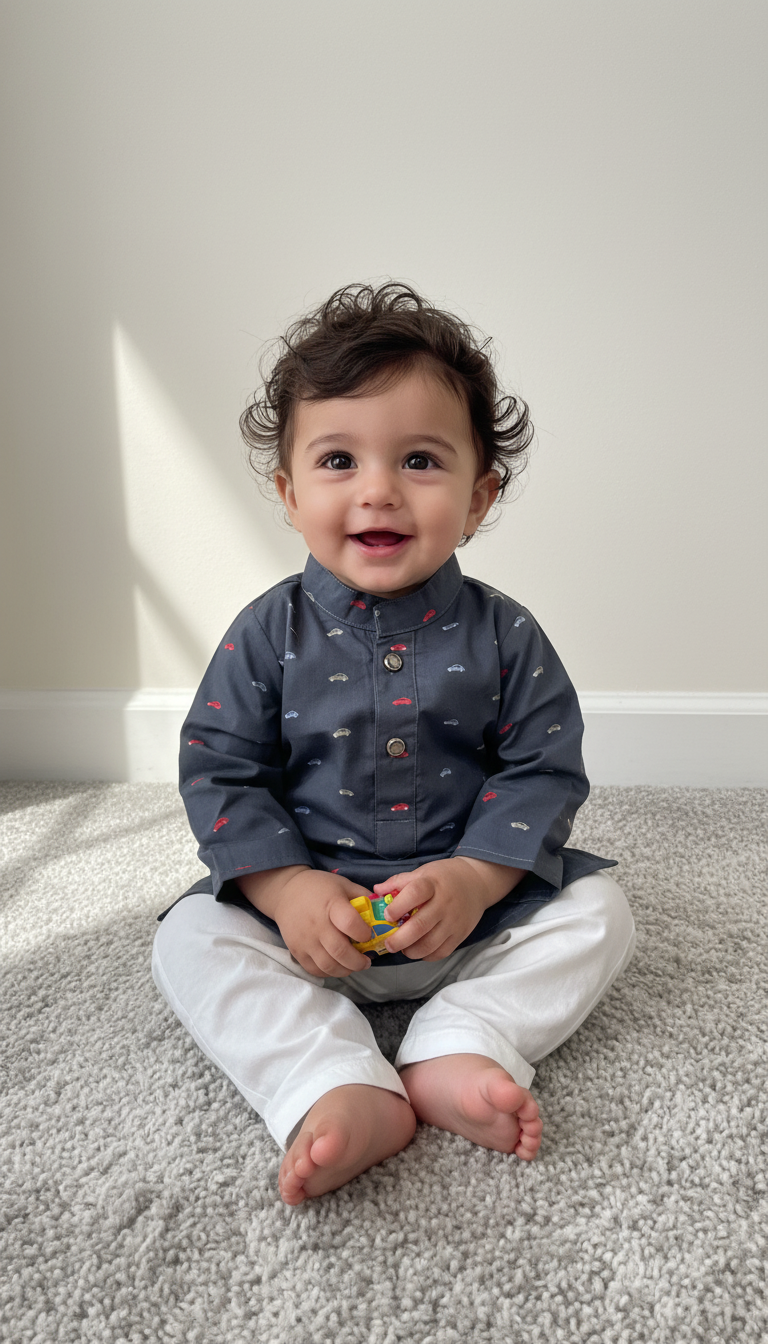 KPK1202 Dark Grey Kurta Pyjama 12-18m