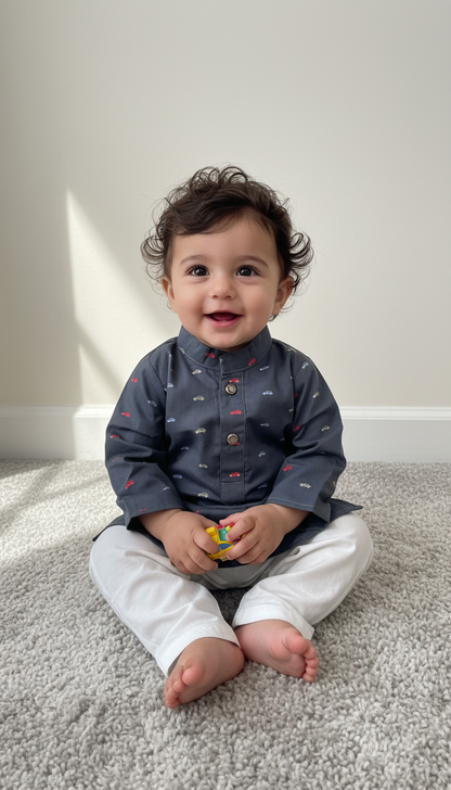 KPK1202 Dark Grey Kurta Pyjama 12-18m