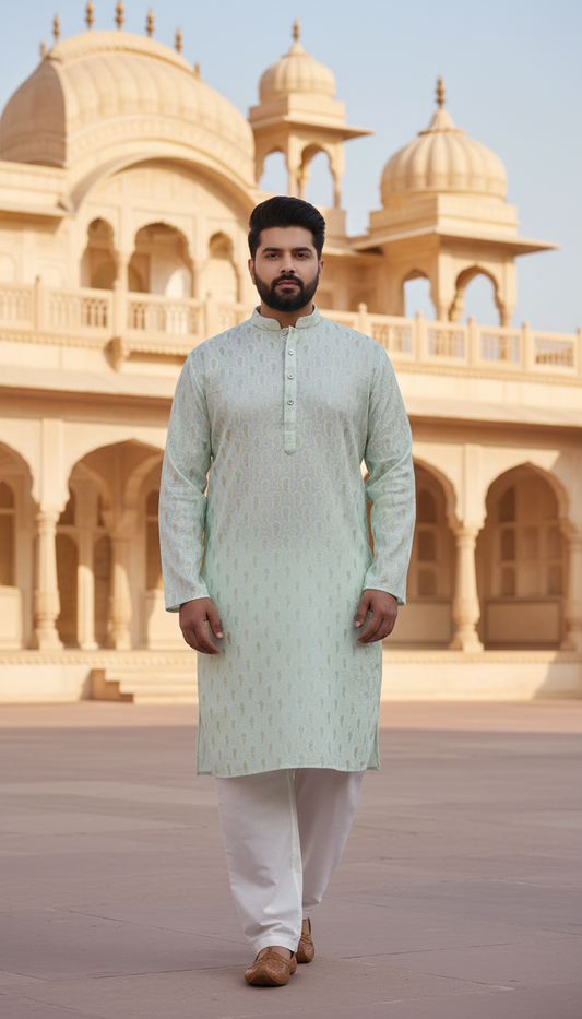 KPD6136 Sea Green Fizing Kurta Pyjama Set