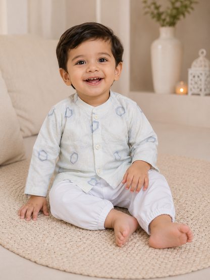 KPK2030 Ivory Printed Cotton Kurta Pant Set