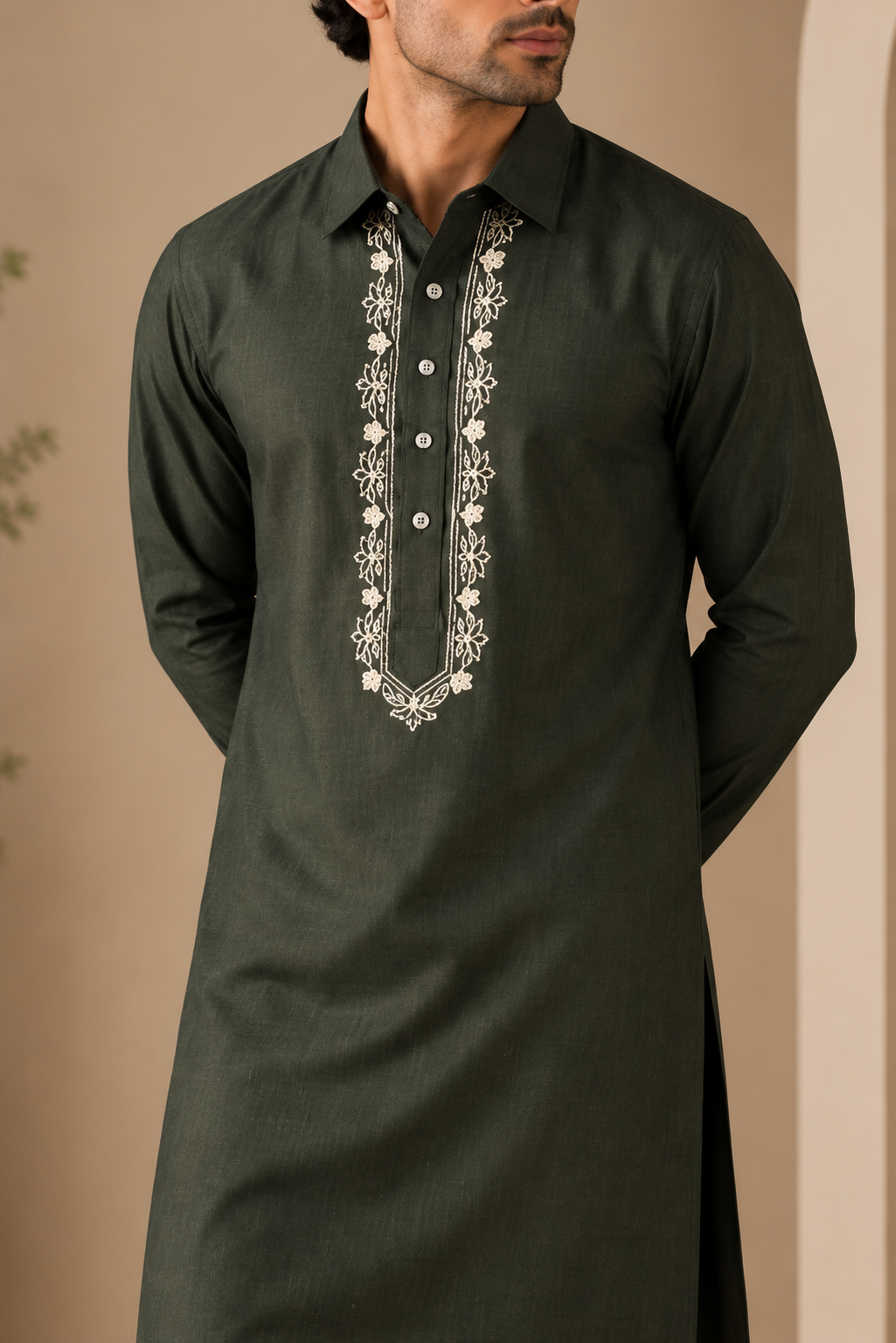 KPD6293 Dark Green Designer Embroidered Kurta Pyjama Set
