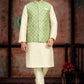 cream kurta pyjama with nehru jacket