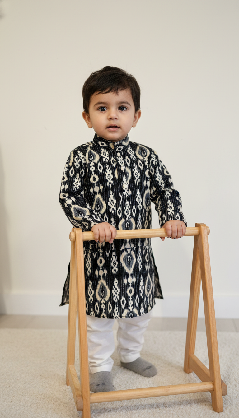 KPK7103 Black Designer Kurta Pyjama Set 2-3 Year