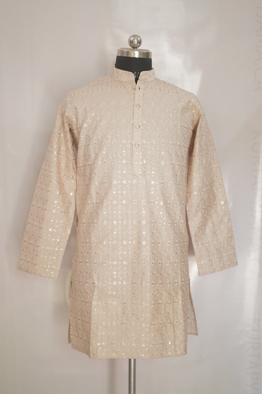 KPD6188 Beige Gold Kurta Pyjama Set