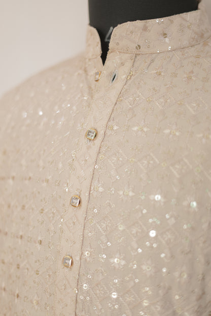 KPD6188 Beige Gold Kurta Pyjama Set