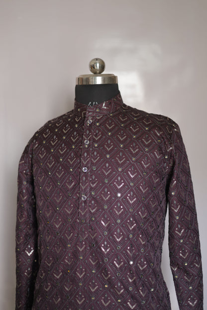 KPD6183 Plum Wine Kurta Pyjama Set