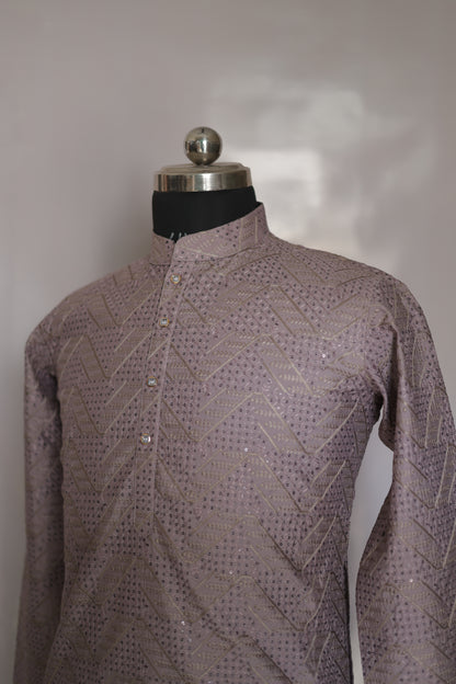 KPD6189 Icy Lavender Kurta Pyjama Set