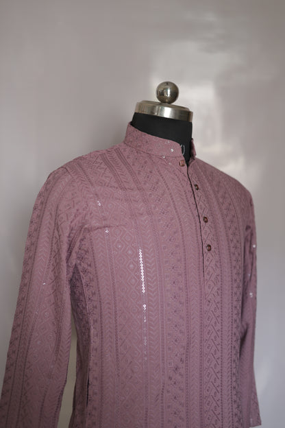 KPD6182 Dusty Rose Sequence Kurta Pyjama Set