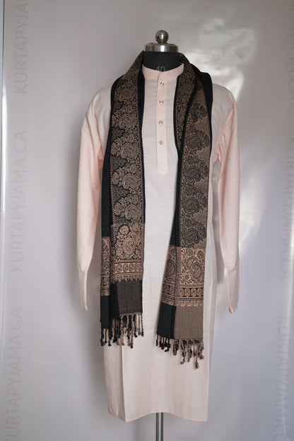 KPSH0134 Black Beige Shawl For Men