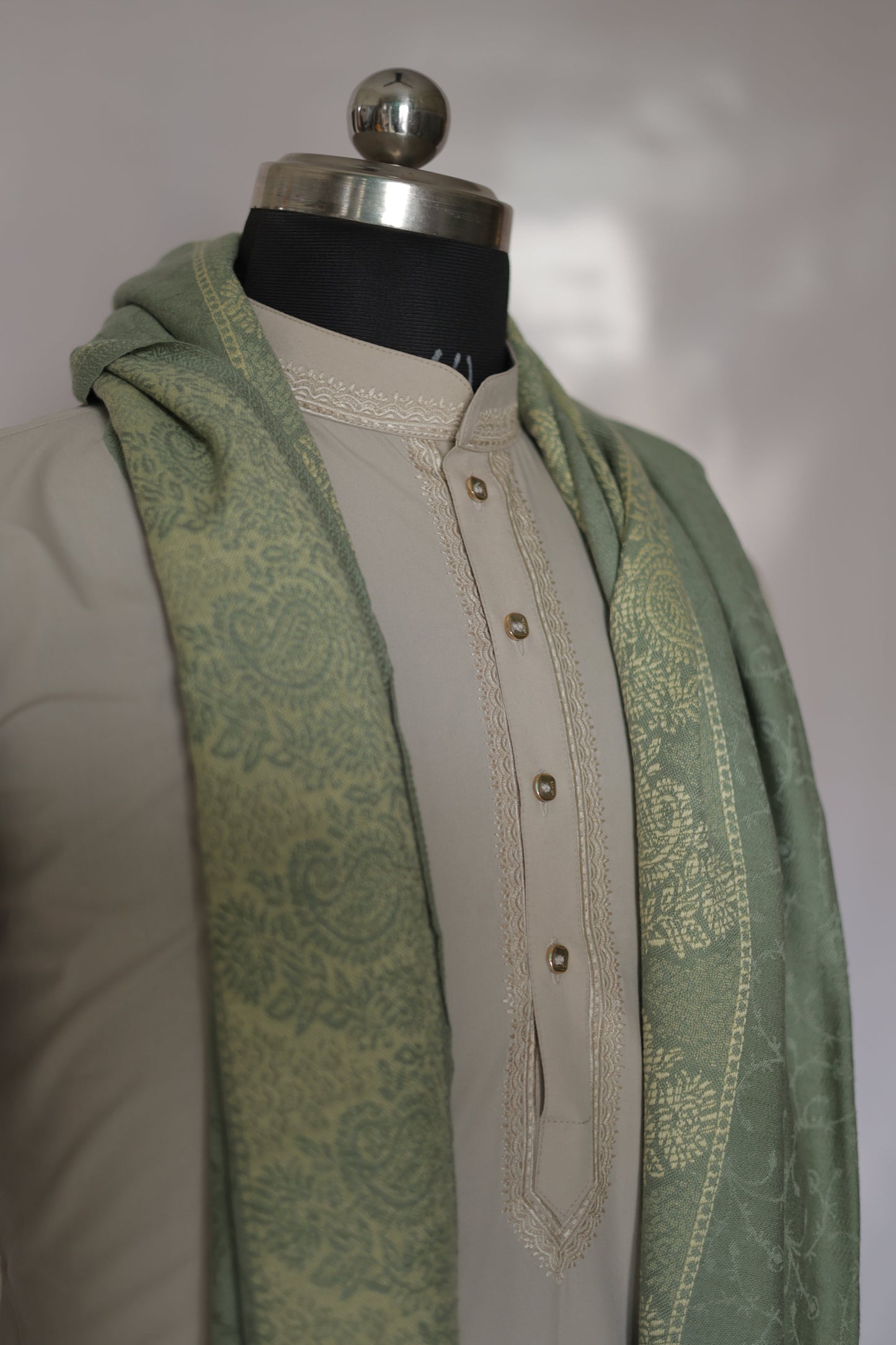 KPSH0132 Sage Green Shawl For Men