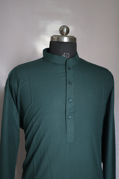 KPD4069 Plus Size Forest Green Kurta with Pyjama