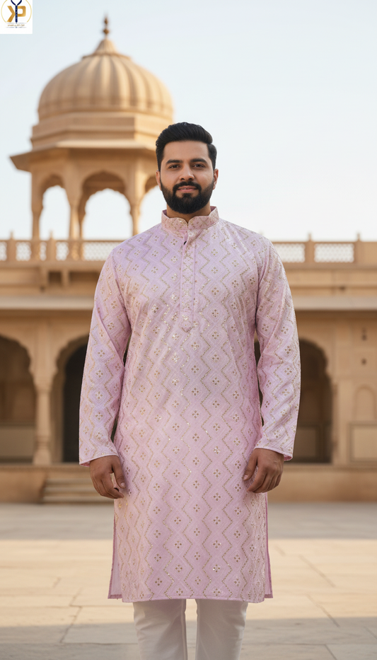 KPD6122 Lavender Sequence Work Kurta Pyjama Set