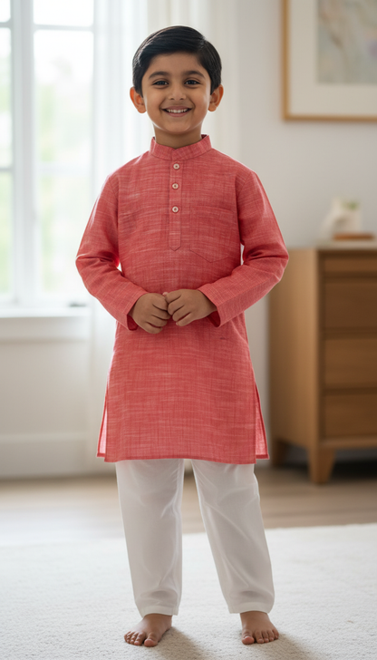 KPK7061 Light Red Kurta Set 5-6y