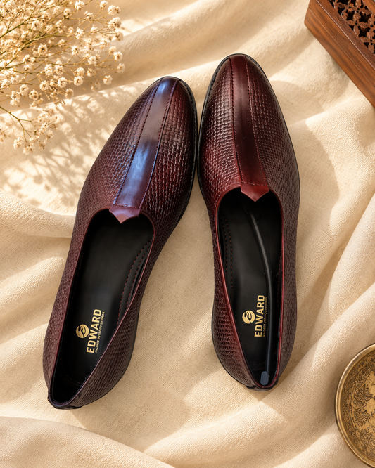 KPL0081 Wine Colour Traditional Jutti for Men