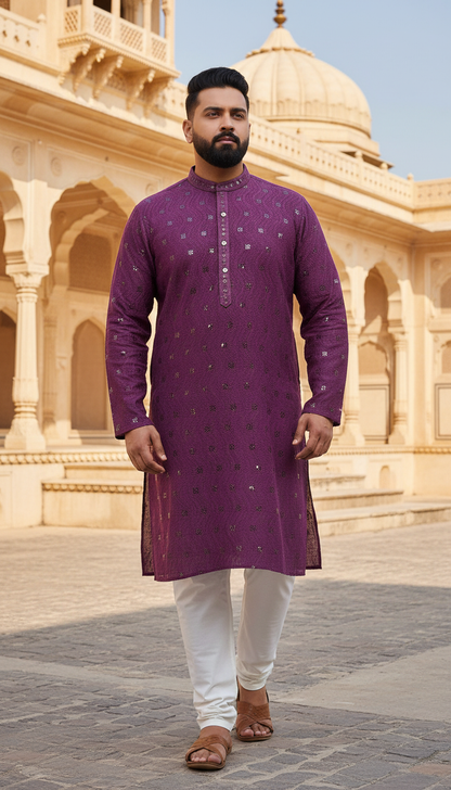 KPD6010 Purple Kurta Pyjama Set