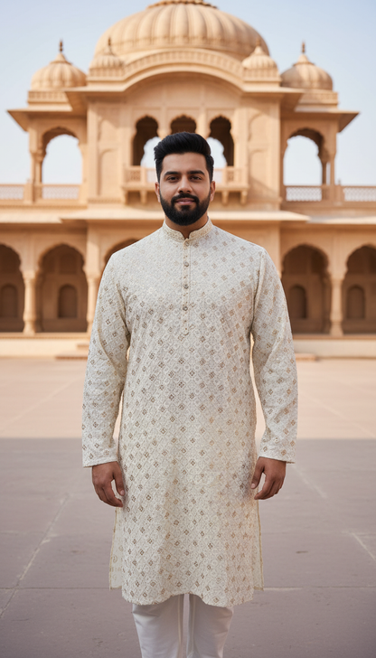 KPD5258 Ivory Kurta Pyjama Set