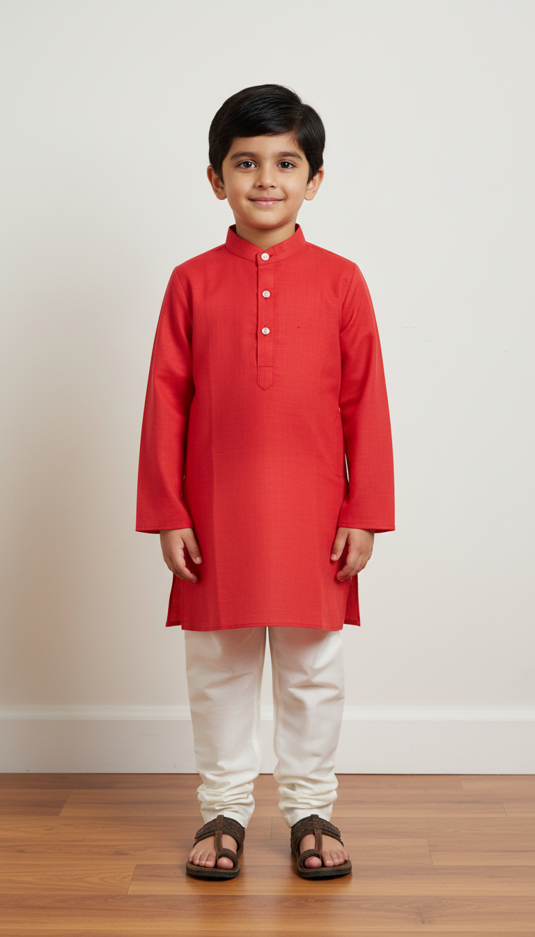 KPK7039 Red Kurta Pyjama 4-5y
