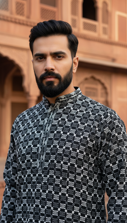KPD6121 Black Kurta Pyjama Set